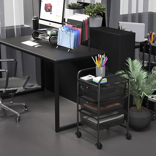 Simple Houseware 3 Drawers Rolling Utility Cart Art Craft Organizer, Black - color: Black, size: 3 Drawers