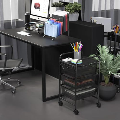 Simple Houseware 3 Drawers Rolling Utility Cart Art Craft Organizer, Black - color: Black, size: 3 Drawers