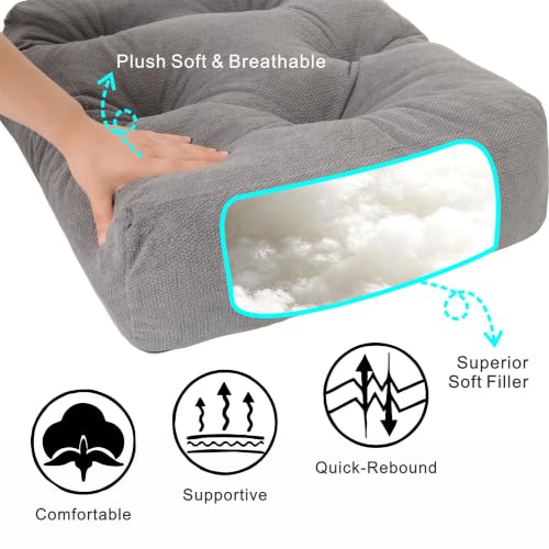 Floor Pillow for Adults, Large Sitting & Meditation Cushion - color: Dark Gray, Square