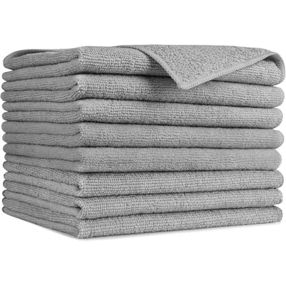 AIDEA Gray Microfiber Cleaning Cloth-8PK, Microfiber Towel for Cars 12"x16" - color: Grey, size: 12in.x16in.