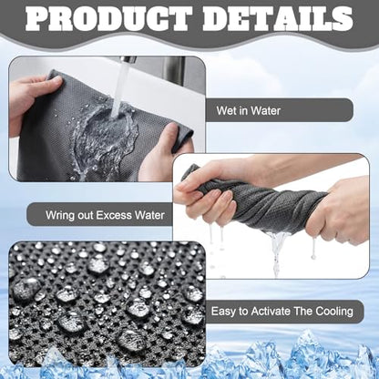 Honoson 30 Pack Cooling Towels for Neck and Face, 27 x 16 in, Dark Grey - color: Dark Grey