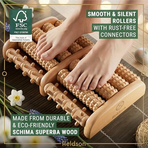 HELDSON Wooden Foot Massager Roller – Foot Roller for Plantar Fasciitis