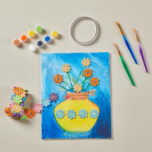 DIY Vase Pre Drawn Canvas Painting Kit, 3-Pack 8x10 Inch Canvas Panels, 40 Tassel Flowers, 8 Acrylic Paints, 3 Brushes & Double-Sided Tape, Creative Art Kit for DIY Projects & Crafting Fun - size: 8"x10"(3-Pack), style: Classic - Vase