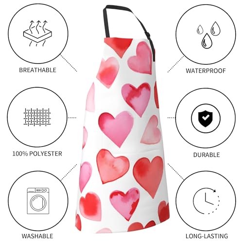 Artist Painting Apron with 2 Pockets Painters Art Aprons Gifts for Women Men - color: Hearts Art