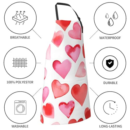 Artist Painting Apron with 2 Pockets Painters Art Aprons Gifts for Women Men - color: Hearts Art