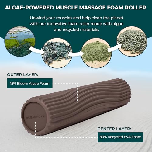 Oceanfoam Tidal Roller - Espresso - Muscle Massage Foam Roller for Back Pain & Stretching - Firm and Ergonomic Wide Wave Textured - Yoga, Athletics, & Wellness - Full Size, 20" x 5" - color: Espresso