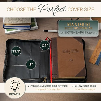 Christian Art Gifts Classic Vegan Leather Premium Inspirational Bible Cover for Men & Women: Know the Plans Encouraging Scripture Verse, Pen Loops, Ribbon Bookmarks, Pockets, Charcoal/Black/Gold, XL - size: XL