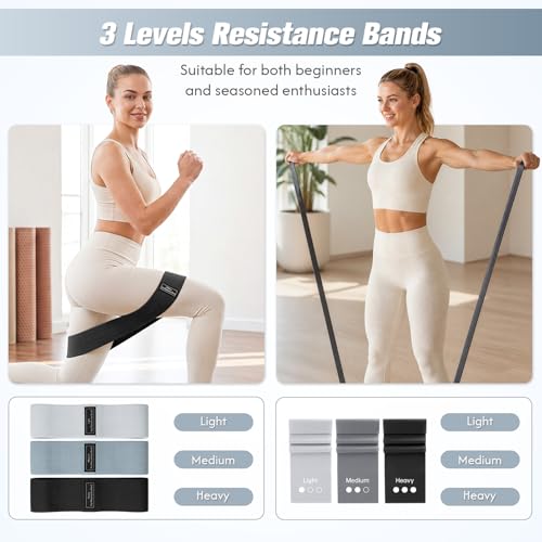 GINMIC Pilates Kit, Pilates Equipment for Home Workouts, at Home Pilates Set with Complete Accessories: Pilates Ring, Pilates Ball, Long and Loop Resistance Bands, Socks, Massage Ball, Guide & Bag - color: Black & Gray