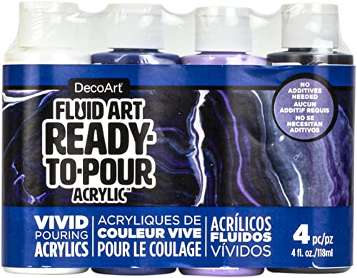 DecoArt FluidArt Paint Pouring Value Pack 4/Pkg-Galactic, Assorted - color: Assorted