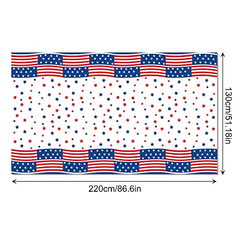 1 Pack American Flag 4th of July Party Plastic Tablecloth 54 x 87 Inch Long Rectangular Table Cover for Buffet,Veterans Day Holiday Dinner,Election Day Picnic or Tablecloth for Kitchen Event - color: American Flag 4th of July
