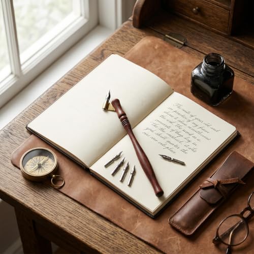 Oblique Calligraphy Dip Pen Nib Holder, Wooden English Oblique Pointed Pen Nib Holders with Removable Metal Flange, Oblique Pen Holder