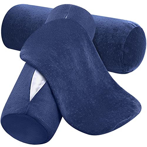 Remerry 2 Pcs 18 x 6 Inches Velvet Neck Roll Pillow Cover with Zipper, Soft Bolster Pillowcases for Cylindrical Pillow (Cover Only, Bolster Not Included)(Navy Blue) - color: Navy Blue, size: 18 x 6 Inches