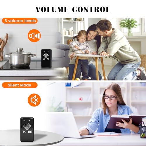 Digital Hourglass Timer, Magnetic Visual Focus Timers with Adjustable Alarm Volume & LED Display, Desk Flip Timer for Study,Work, Kitchen