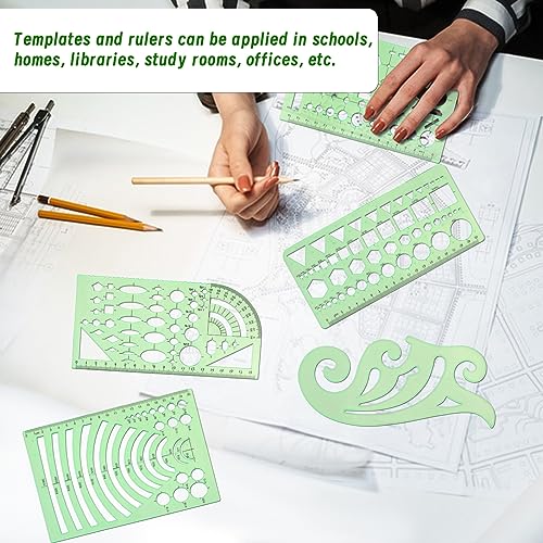 18 Pcs Geometric Drawings Templates, Drawing Stencils, Drawings Tools | Stencils for Drawing, Drafting Stencil with a Storage Bag for Architecture, Studying, Office, Designing