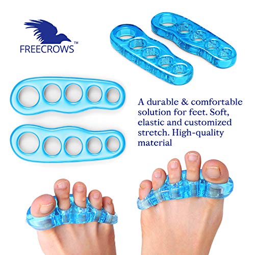 Big Toe Separators + Hand Grip Strengthener Workout - Spiky Massage Ball Set - Blue Gel Foot Stretcher for Fighting Bunions - Hammer Toes Fitness Kit - Pain Relief for Men + Carrying Bag