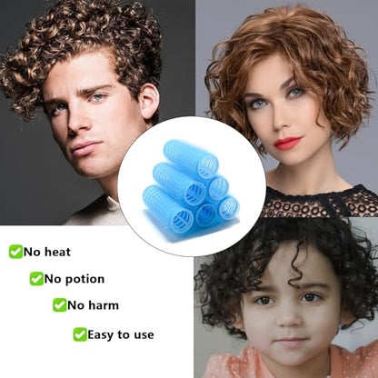 ZMD 18Pcs Self Grip Small Hair Curlers Rollers, Plastic Hair Curlers Heatless Salon Hairdressing Curlers DIY Curly Hair-Accessories for Women Girls Short Medium Thick Hair (0.8 x 2.4 Inch) - color: Blue