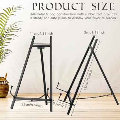 Leinuosen 1 Pcs Metal Easel Stand 16.5" H x 8.7" W x 4.3" D Table Top Easel Stand for Display Tripod Art Picture Mirror Modern Plate Holder for Display Book Photo Wedding Sign (Black) - color: Black