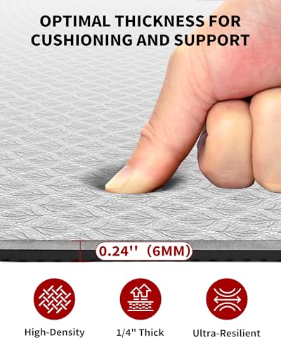CAMBIVO 72''x48'' Large Yoga Mat, Extra Thick TPE Workout Mat - color: GRAY, size: 6mm