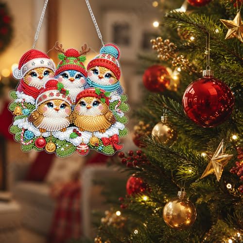Eiflow Acrylic Diamond Art Hanging Kit for Adults, DIY Diamonds Painting Door Hanger Board Kit, Special Crystal Diamond Art Painting Pendant Ornament (Christmas Bird) - color: Christmas Bird
