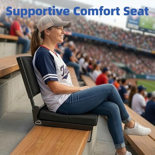 Stadium Seats with Back Support, Height & Angle Adjustable Reclining Backrest, Ultra-Soft Multi-Layer Foam Cushion, Portable Bleacher Chairs for Sports Events,Outdoor Camping & Concerts