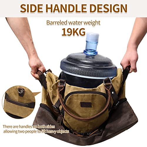 Nerlion Weekender Bag with Shoe Compartment Large Overnight Bag for Men Canvas Genuine Leather Carry on Luggage Bag Travel Duffel Bag(Brown) - color: Brown