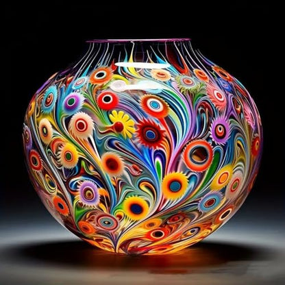 5D DIY Diamond Painting Kits,Round Vase Drill Diamond Art Kits for Adults Beginner, Perfect for Home Wall Decor and Gift - style: Art Deco