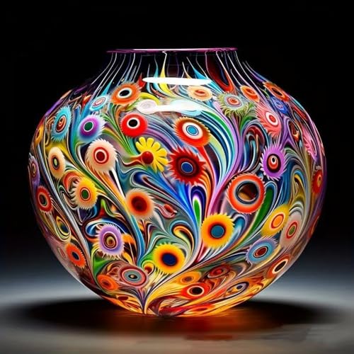 5D DIY Diamond Painting Kits,Round Vase Drill Diamond Art Kits for Adults Beginner, Perfect for Home Wall Decor and Gift - style: Art Deco