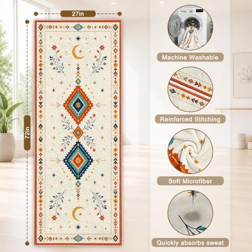 Hot Yoga Towel Non Slip, Ultra-Absorbent Yoga Mat Towel, Soft with Printed Design, Machine Washable, Yoga Pilates Towel Suitable for Exercise, Pilates, Yoga, 72x27in.Two Diamond - color: Two Diamond
