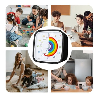 Yunbaoit Rainbow Visual Timer for Kids, 60-min Countdown Timer, Black - color: Black Rainbow