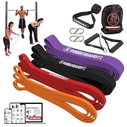 Rubberbanditz Resistance Bands Workout Kit | Exercise Bands, Door Anchor, Handles, Carry Bag, Straps | Resistance Training, Physical Therapy - color: 2 lbs (0.9 kg) Deluxe Package