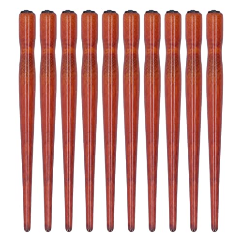 10 Pcs Dip Pen Set Nib Pen Holder Comic Dip Wooden Pen Nib Holder for Art Painting English Calligraphy (Annatto Color) - color: Annatto Color