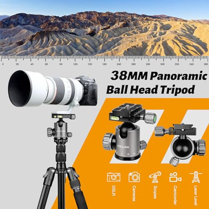 JOILCAN 81" Tripod for Camera Phone, 83" Aluminum Camera Tripod Monopod | Tall DSLR Tripod with 360° Ball Head, Heavy Duty Travel Tripod for Binoculars Spotting Scope Telescope, Payload 35lb - color: Grey