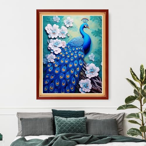 Artvxeay Cross Stitch Kits Stamped Full Range of Embroidery Starter Kits for Beginners Adults DIY 11CT Pre Printed Cross Stitch Kits - (Blue Peacock 16x20 inch) - color: ColorArt22
