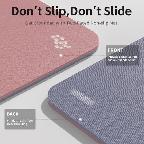 PAIDU Yoga Mat 8mm TPE Non‑Slip Fitness Mat with Strap for Home Workouts - color: 딥 핑크 & 그레이
