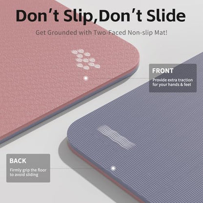 PAIDU Yoga Mat 8mm TPE Non‑Slip Fitness Mat with Strap for Home Workouts - color: 딥 핑크 & 그레이