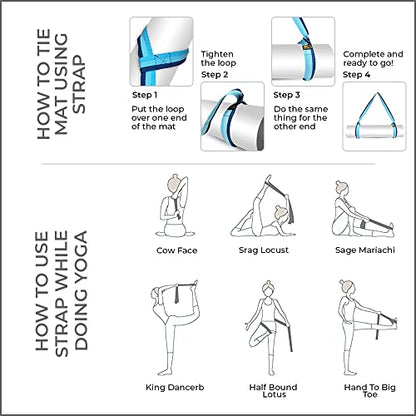 Yoga Mat Carrier Strap | Adjustable Mat Holder Sling for Carrying Mats | Thick & Comfy Texture | Yoga Mat Strap - color: Blue