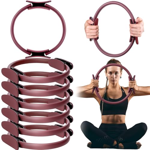 Syhood Pilates Ring 11. 81 Inch Pilates Circle Yoga Ring Magic Lightweight Flexible Workout Equipment for Fitness Physical Therapy Resistance Exercise Arms Legs - color: Light Brown