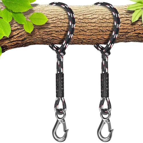 BeneLabel 2Pcs 19" Tree Swing Rope Hammock Tree Swing Hanging Strap Black - color: Black, size: 19"(2 Pack)