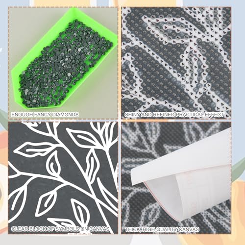 Yeaqee 4 Pcs Diamond Art Kits DIY Painting for Adult Aesthetic Wall Diamond Crafts Aesthetic Room Decor Cute Painting Pictures 5d Craft Wall Decor for Home 10 x 11.8''(Line Floral) - style: Line Floral