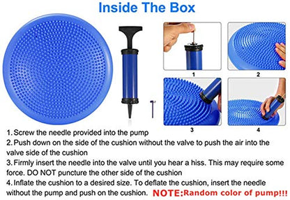 Inflated Stability Wobble Cushion, Yoga Balance Wiggle Seat Pad Disc for Pain Relief, Pelvic Floor Recovery, Rehabilitation Training - color: Blue
