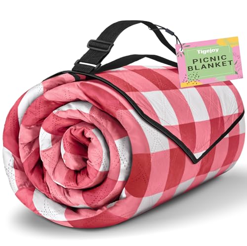 TigeJoy Extra Large Picnic Blanket Waterproof Beach Blanket 80''x80'' - color: Red, size: 6'8" x 6'8" (Rectangular)