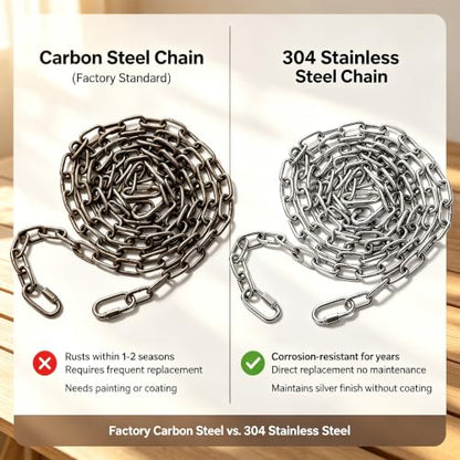 2PCS 304 Stainless Steel Porch Swing Chain Kit, 98" Length - size: 98 in x 2pc