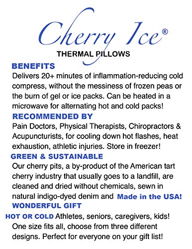 Cherry Ice Eye Blue Denim Cherry Pit Pillow, Hot/Cold Therapy - color: Cherry Ice - Blue Denim