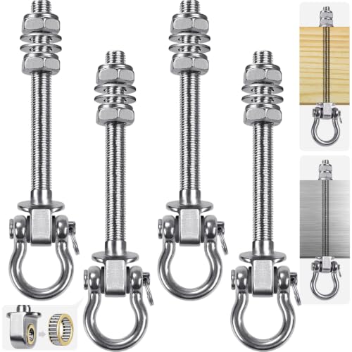 Dolibest Swing Hangers with Bearing - 4 Pack Stainless Steel 304 Hardware Hooks for Wood & Metal Beams, Ideal for Hanging Hammocks, Yoga Swings, Porch Swing, Boxing Bag 1500 LB Capacity - 5'' x M2/5'' - color: 4pcs