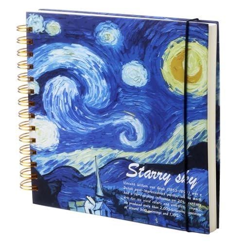 SuyuanArt Hardcover Square Sketchbook 8" x8", Thick Acid-Free Paper for Drawing Spiral Bound, Portable Mixed Media Art Sketch Pad,Drawing Sketching Gift for Artists (Starry Night 8 "x 8 ") - color: Starry Night 8 "x 8 "