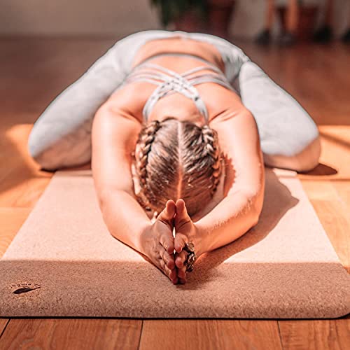 Cork Yoga Mat Lightweight, Soft, Travel Yoga Mat, Non Slip for Hot Yoga, Premium, 100% Recycled Cork - 72" x 24", 5mm Thick, 2.5lbs,