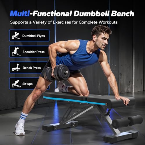 MERACH Weight Bench, Foldable Weight Benches for Home Gym with 990 LBS, Adjustable Weight Bench with 72 Training Angles, Incline Bench Press for Full Body