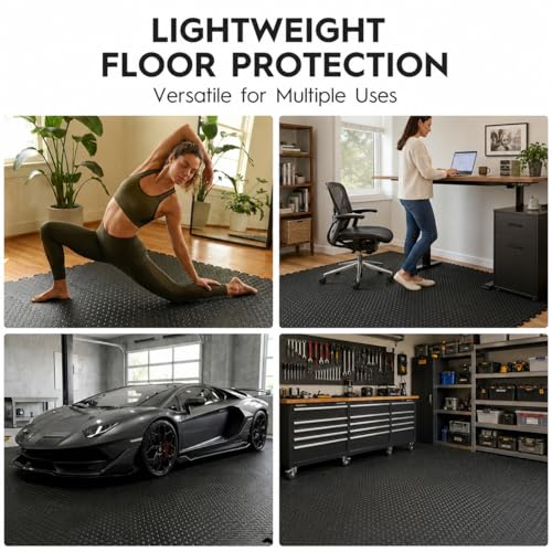 18 Pcs EVA Foam Floor Tiles, Puzzle Exercise Mat Set for Gym | Cover 18 sqft with 12.6" x 12.6" x 0.4" interlocking tiles for home gyms, garages and workout equipment - color: Black
