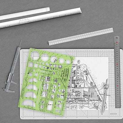 Pacific Arc House Plans Templates Guide, with Stairs, Doors, Plumbing, Kitchen Appliances, and Roof Pitch Gauge, Scale of 1/4 Inch to 1 Foot - style: House Plan