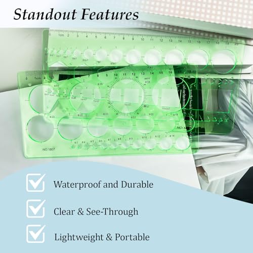 2-Pack Circle Template Geometry Rulers – Durable Drawing Stencils for Drafting, Design, and School Projects